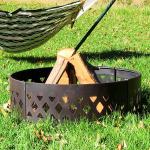 Outdoor Patio Backyard Garden Bonfire Camping Fire Pit Ring with Poker 360