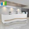 Buy cheap Wooden Office Reception Desk / Comfortable Mesh Office Chair Curved Round Painting Glass from wholesalers