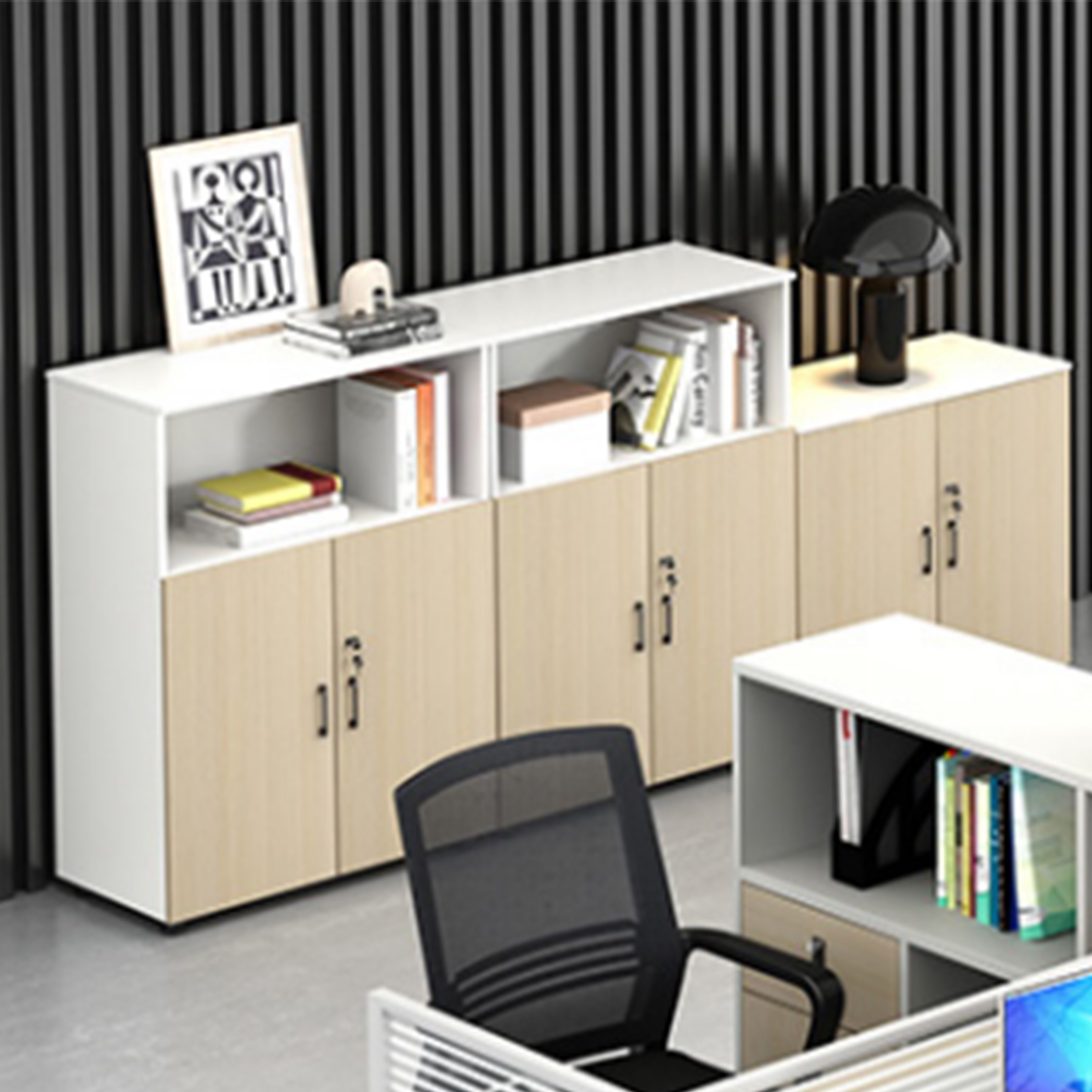 Modern Simple Staff Screen Office Desk And Chair Combination 2 People Wooden Modular Cubicle Office Workstation Desk