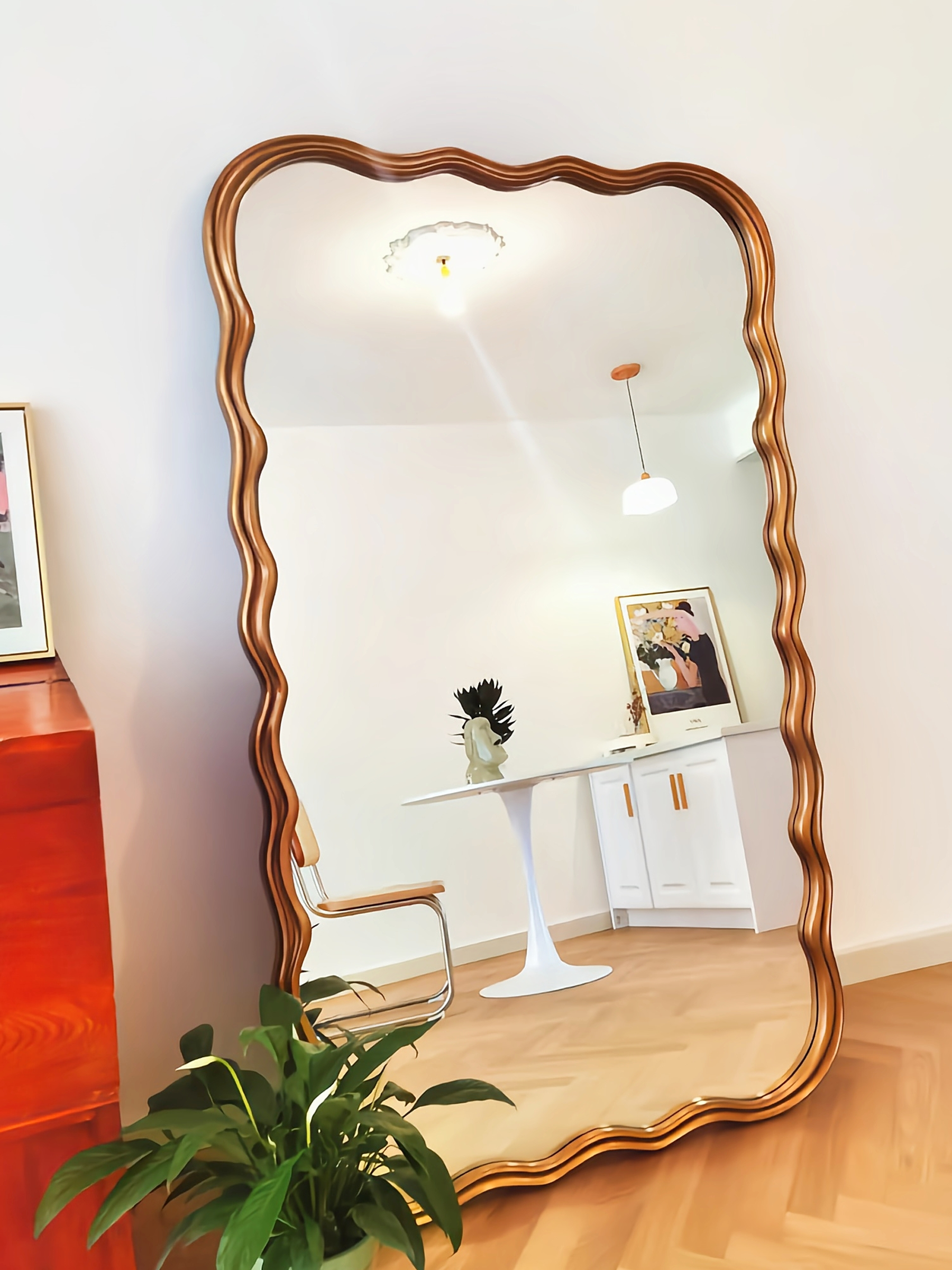 Decorative Bedroom Frameless Floor Length Mirror Wavy cheval