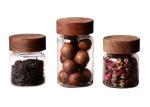 Buy cheap Clear Small Coffee Canister Glass Kitchen Storage Jars With Wood Lid Round Shape from wholesalers