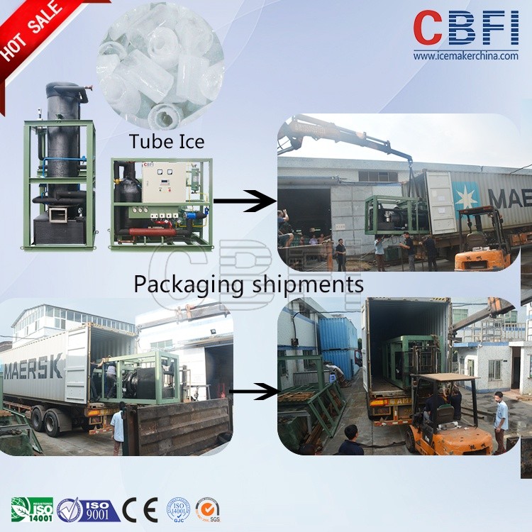 High Output Long Evaporator Tube Ice Making Machine 5000 kg / 24h Capacity