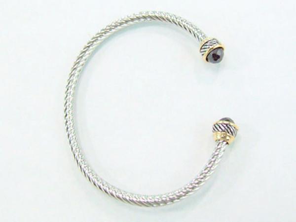 Buy cheap (B-67)Women Jewelry Gold Silver Two Tone Plated with Black Cubic Zircon Cable Bracelet from wholesalers