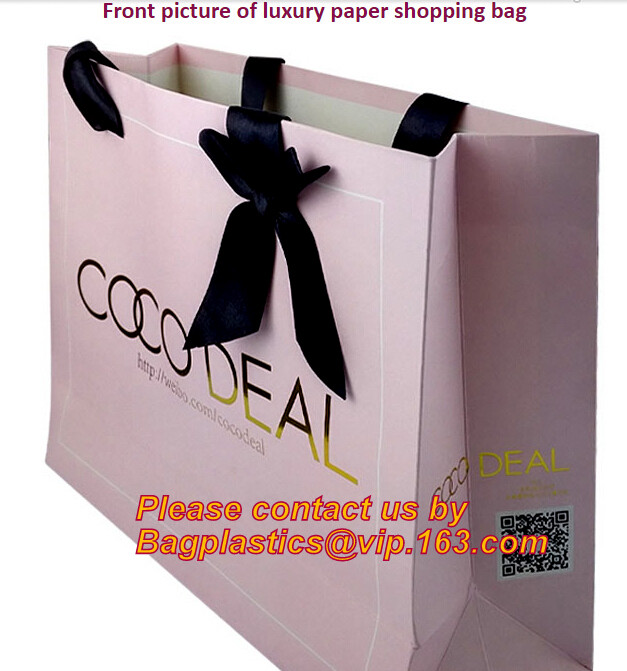 High-End Luxury Unprinted Cardboard Shopping Black Paper Carrier Bag with Rope Handle,Glossy cardboard luxury paper garm