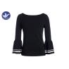 Buy cheap Trumpet Long Stripes Sleeves Womens Knit Pullover Sweater Boat Neck Spring Clothes from wholesalers