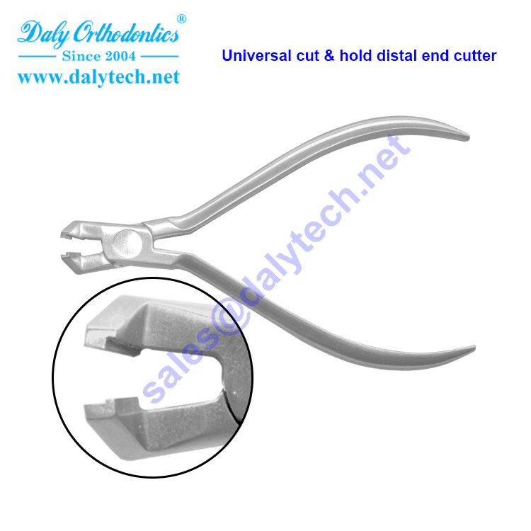 Distal end cutter and safety hold pliers of orthodontic devices from dental supplies