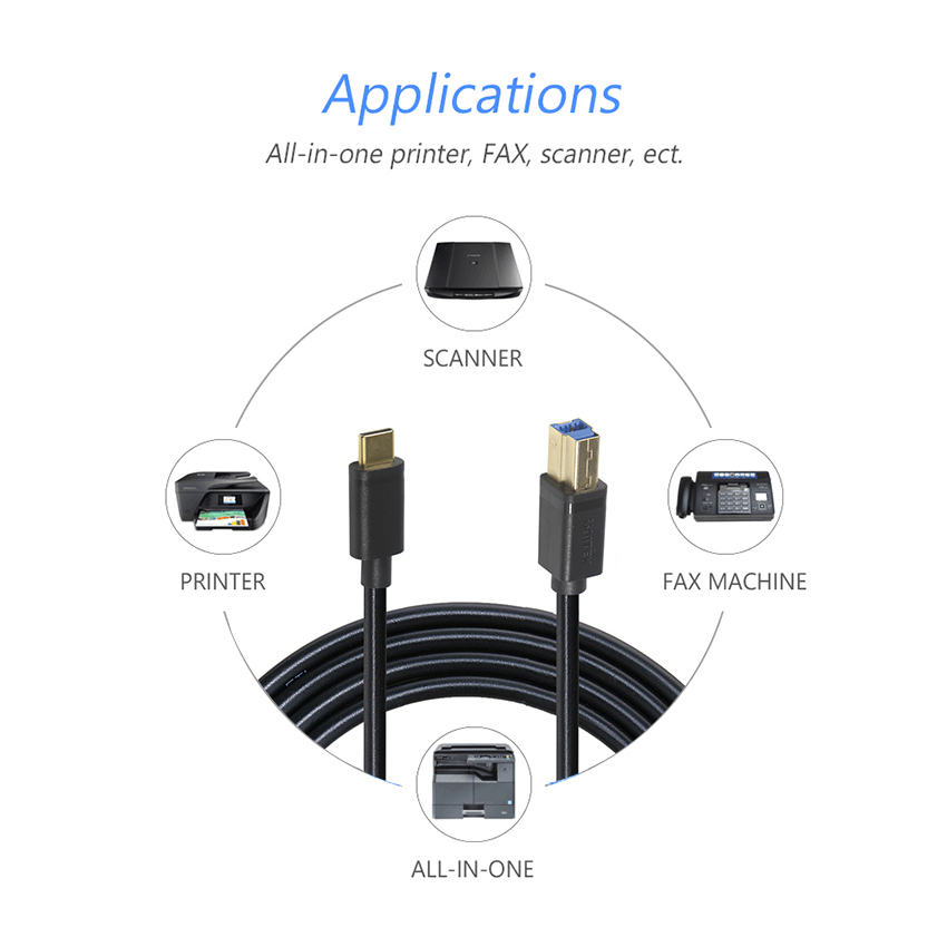 1.8m 6FT USB Data Cable USB a to b Printer Cable US 2725 28/24 AWG