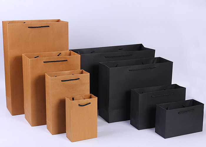 Colored Brown Kraft Paper Gift Bags With Handles , Large Christmas Gift Bags