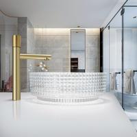 Buy cheap European Cylinder Shaped Glass Wash Basin Crystal Clear Sink Diemater 14.8" product