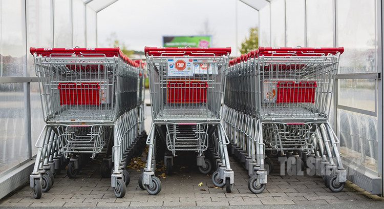 210 Liters Shopping Cart Trolley Supermarket Strong Capacity Silver Galvanized OEM