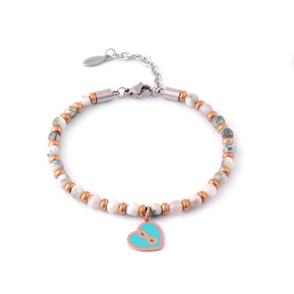 Buy cheap Natural stone chain peach heart bracelet, women's minimalist design, women's bracelet from wholesalers