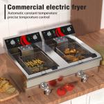12L Double Tank Electric Frying Machine Deep Fryer Pot with Basket Size 210*220