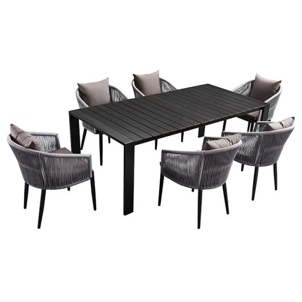 Buy cheap Rope And Aluminum Outdoor 6 Seater Garden Table And Chairs from wholesalers