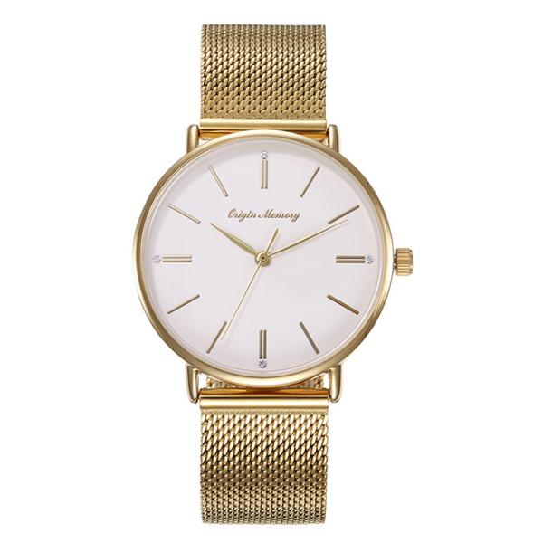 Buy cheap Gold Stainless Steel Mesh Strap Ladies Quartz Watch Large Dial Simple 36mm from wholesalers
