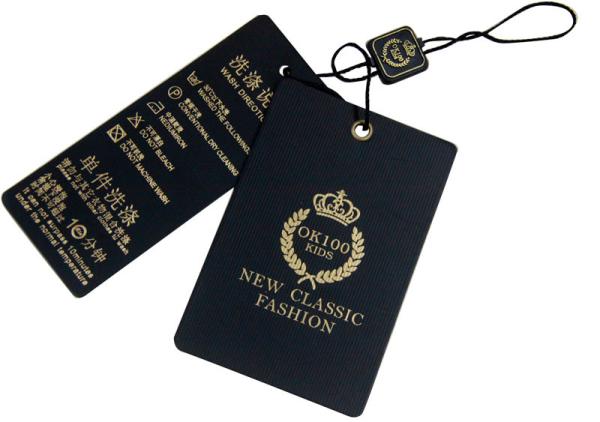 Buy cheap Classic Fashion Paper Clothing Hang Tags , Gold Foil Stampe Logo from wholesalers