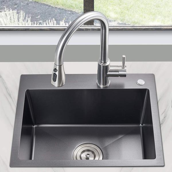 Buy cheap 25 Inch PVD Handmade Top Mount Stainless Steel Kitchen Sink With Two Holes from wholesalers