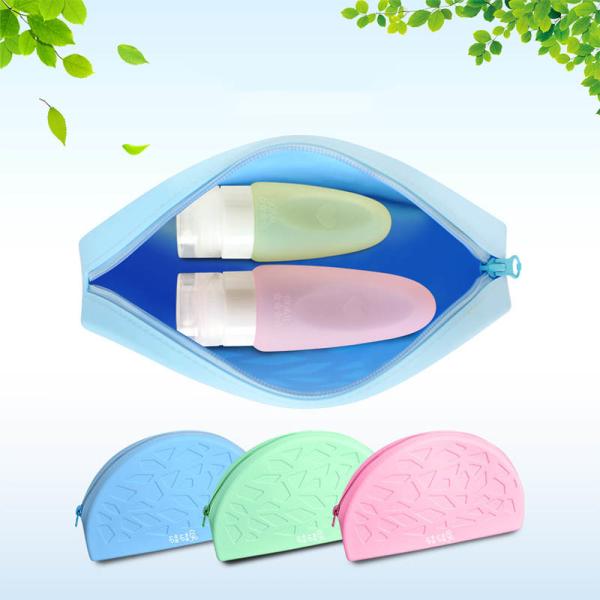 Buy cheap Fashion Solid Color Silicone Makeup Large Capacity Zipper Cosmetic Storage Bag Soft Silicone Wash Bag from wholesalers