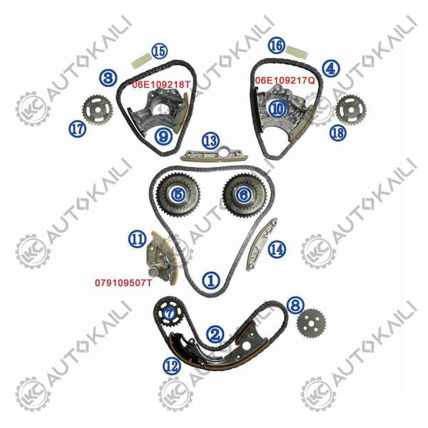 Buy cheap Timing Chain Kit For AUDI / VW S5 8F7 CAKA 245KW 3.0T 08-11 06E109465BC 108L from wholesalers