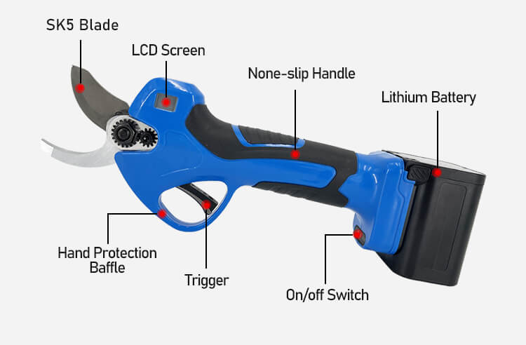 Garden Tools Cordless 21v/ 16.8v Electric Scissors Lithium Pruning Shears 3.5cm