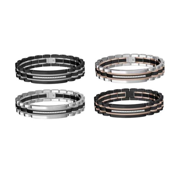 Buy cheap Rose Gold Diamond Stainless Steel Bracelet Unchanged Black Cross Stainless Steel Jewelry from wholesalers