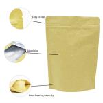 Custom Logo Kraft Paper Bag Pouch Brown Stand Up Zipper Bag With Aluminium Foil