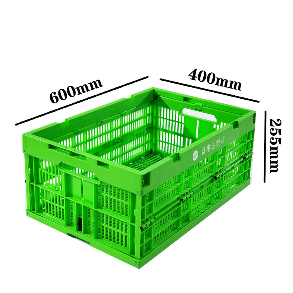 600*400*255mm Recyclable Supermarket Vented Stackable Collapsible Plastic Fruit Crates
