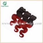 Peruvian 5A virgin remy hair weave ,ombre natural color/red# Body wave 10''-26'