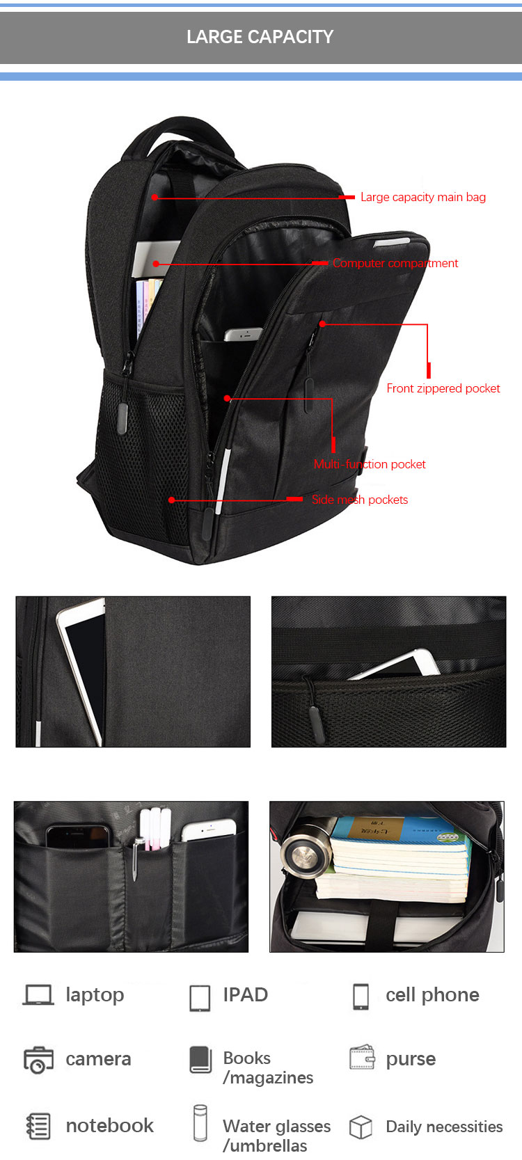 Wear Resistant Business Computer Backpacks Anti Seismic Outdoor Travel Backpack
