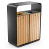 Buy cheap Contemporary Outdoor Wooden Garbage Bin 2 Compartments Recycling Bin Public Dustbin from wholesalers