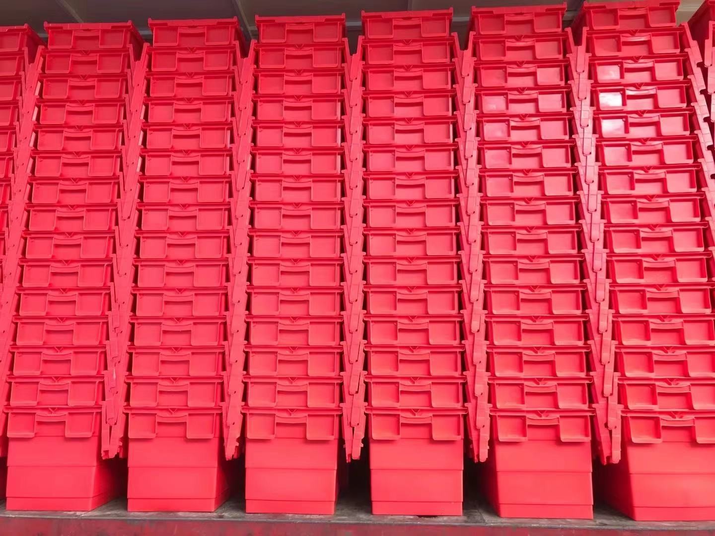 Stackable Plastic Attached Lid Containers Anti Skid Bottom