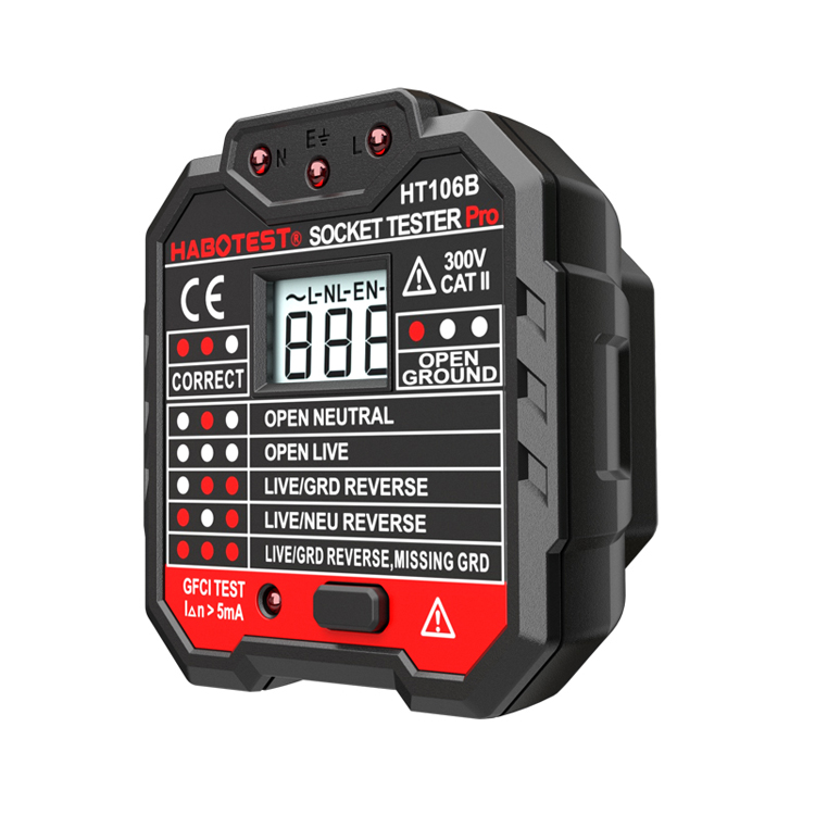 Easy Use Plug Socket Tester HT106 62*65.5*56 Mm Dimensions For Voltage Measurement