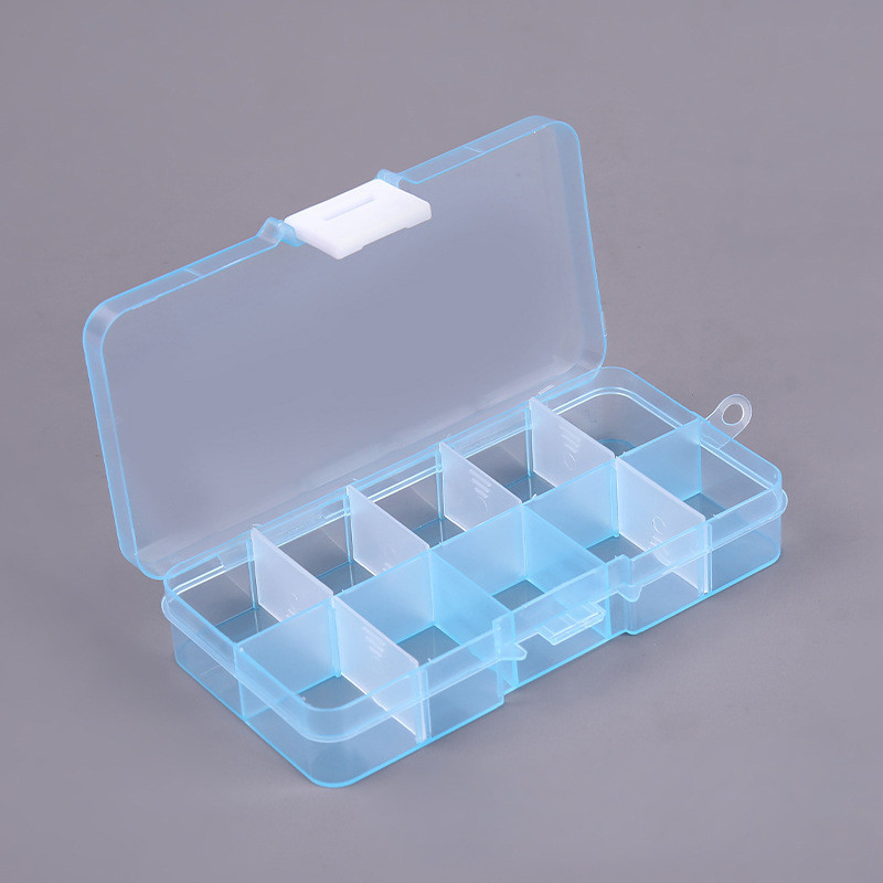 Blue 10 Grid PP Plastic Storage Box Removable Divider Organizer