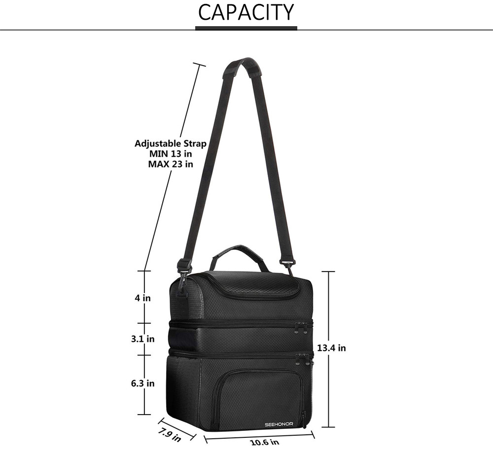 Insulated Lunch Box 18L Leakproof Reusable Large Bag with Adjustable Strap
