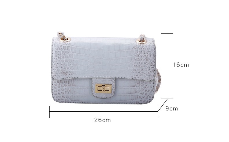 Luxury Genuine Crocodile Belly Skin Gold Hardware Lady Evening Flap Purse Alligator Leather Women Single Shoulder Bag