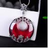 Buy cheap Thai Silver Garnet Pendant Necklace Marcasite Retro Jewelry(N11061RED) from wholesalers