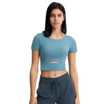 Women Slim Fit Activewear T Shirts Light Weight Naked Feeling Padded T Shirt