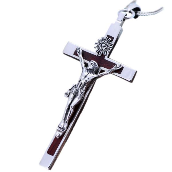 Women's and Men's Gothic Style 925 Silver Cross Pendant Necklace with Sandalwood