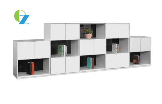 Slim Edge Steel Modular Cabinet Multiple Tier With Swing Door Open Shelf