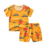 Summer Kids Pajama Set Plain Animal Short Sleeve Tee And Shorts