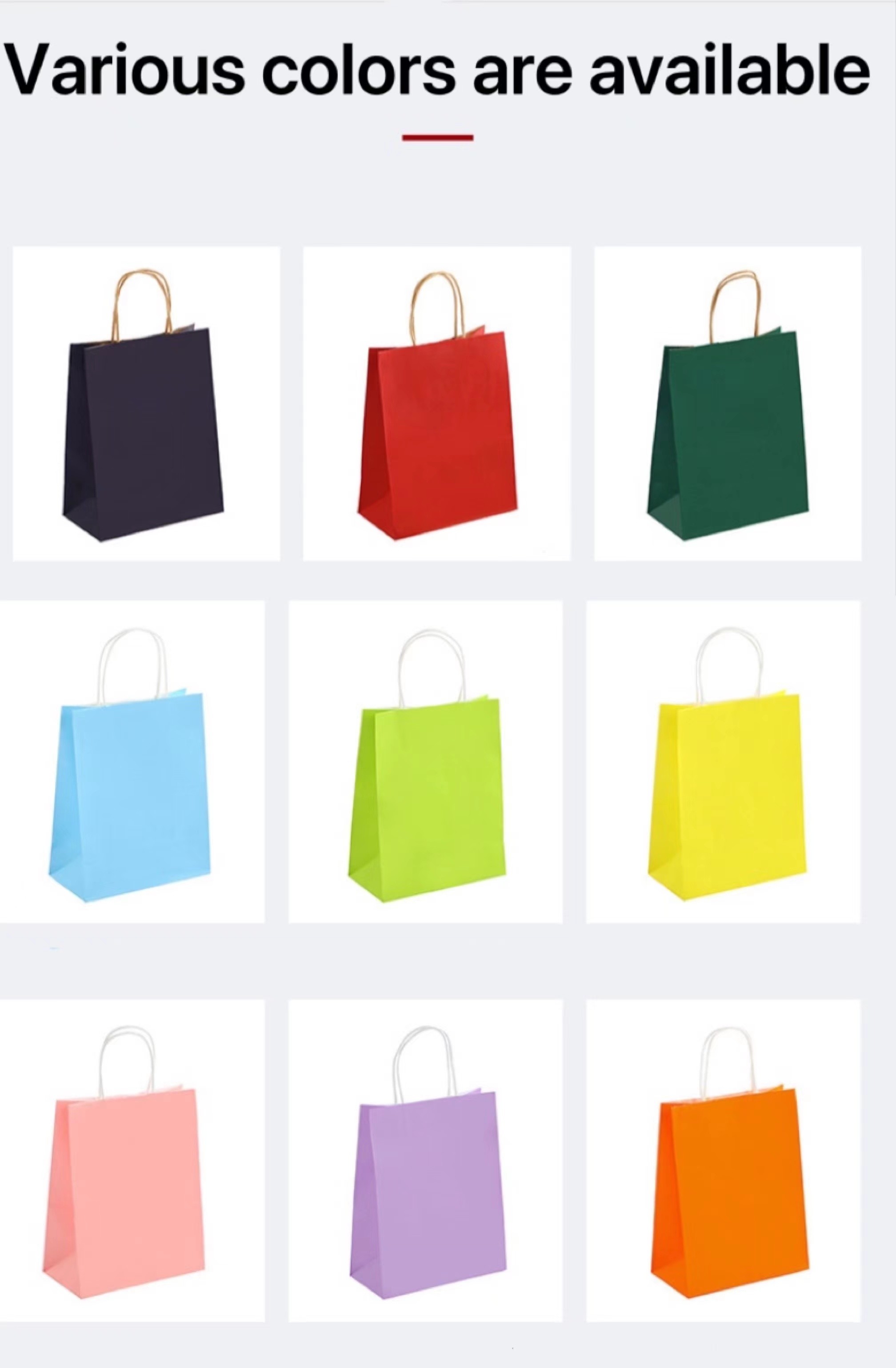 15x8x21cm Fluorescent Color Paper Shopping Bags With Logo