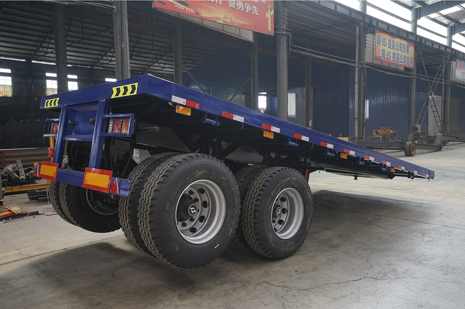 JUYUAN 55 Ton Tri Axis/2 Axles 40ft Used Flatbed Container Trailer Dependable Certificate