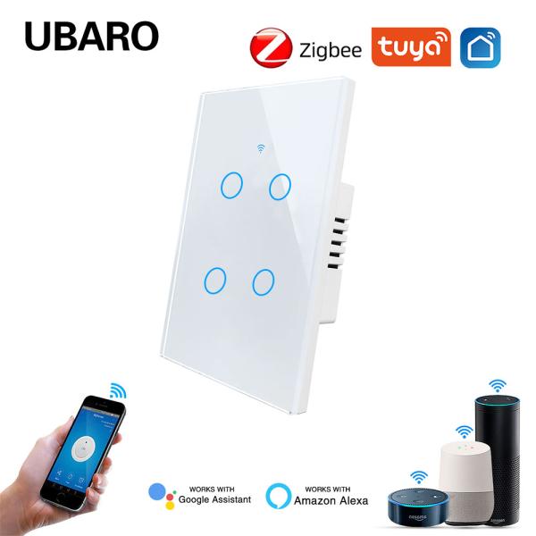 Buy cheap 118*74mm Tempered Glass Panel Brazil Vietam Tailand Standard Zigbee Smart Switch 4Gang 5W - 600W Tuya Zigbee Switch from wholesalers