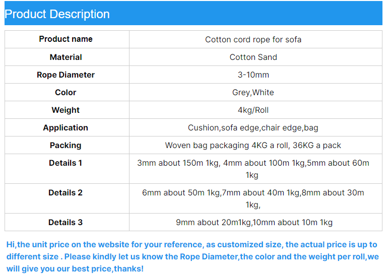 Factory Direct Supply Natural Colour Packing Twine Cotton Twine And Rope