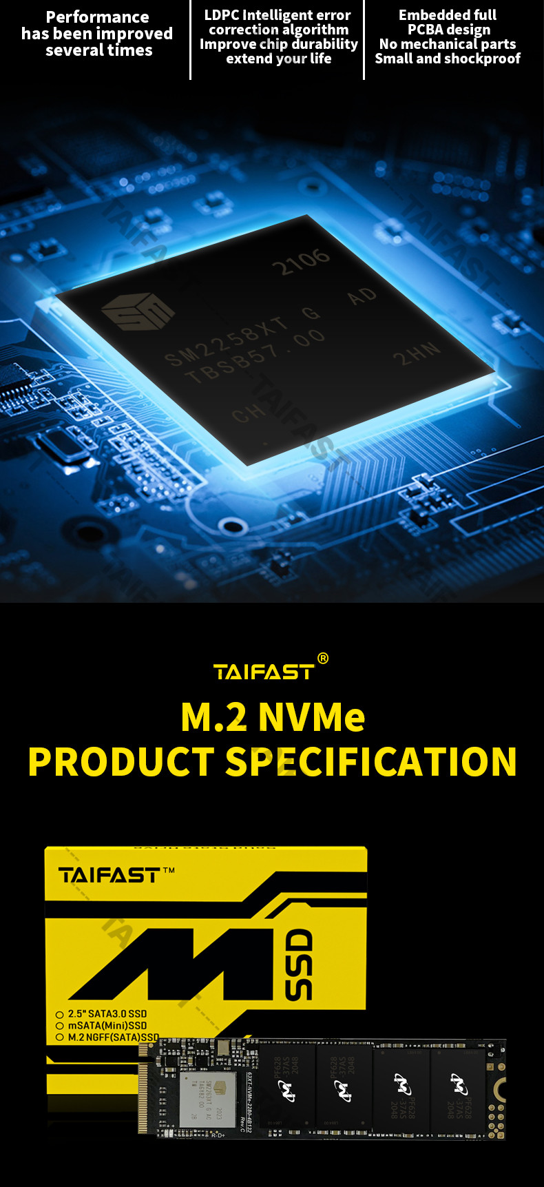 Taifast 2TB M 2 PCI E NVMe Solid State Drive Desktop Laptop 82gb 2500MB/S
