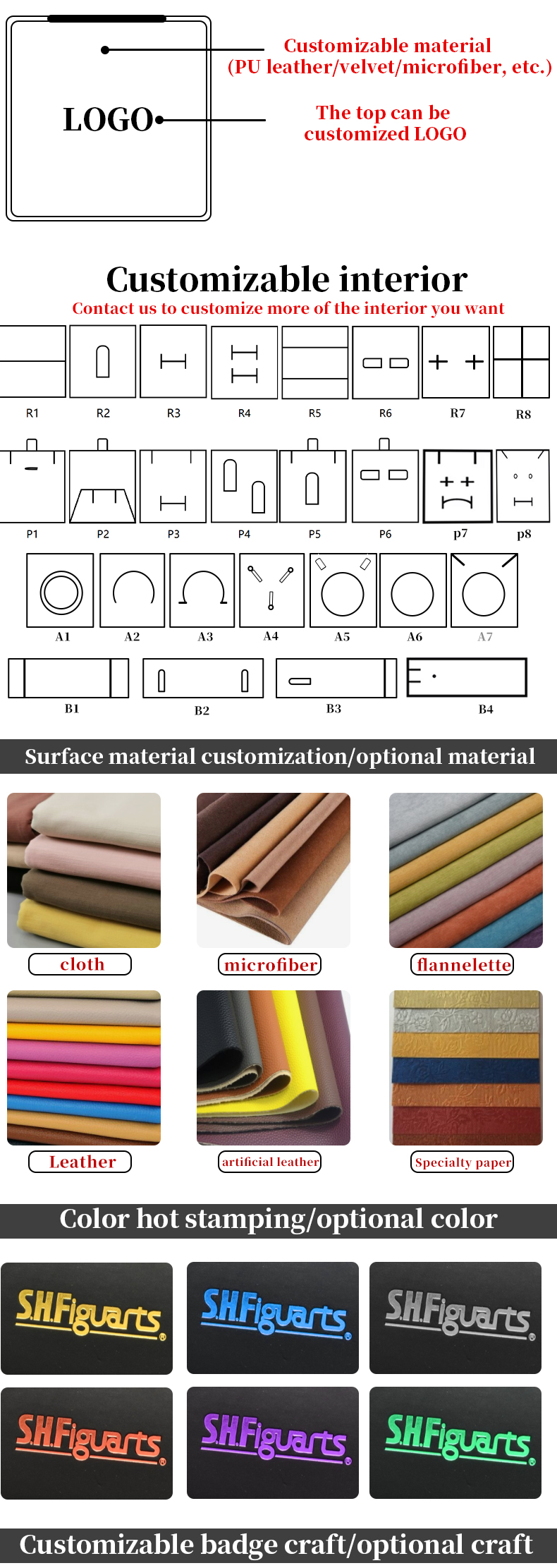 Large Capacity Practical PU Leather Jewelry Exhibition Props Luxury Display Tray