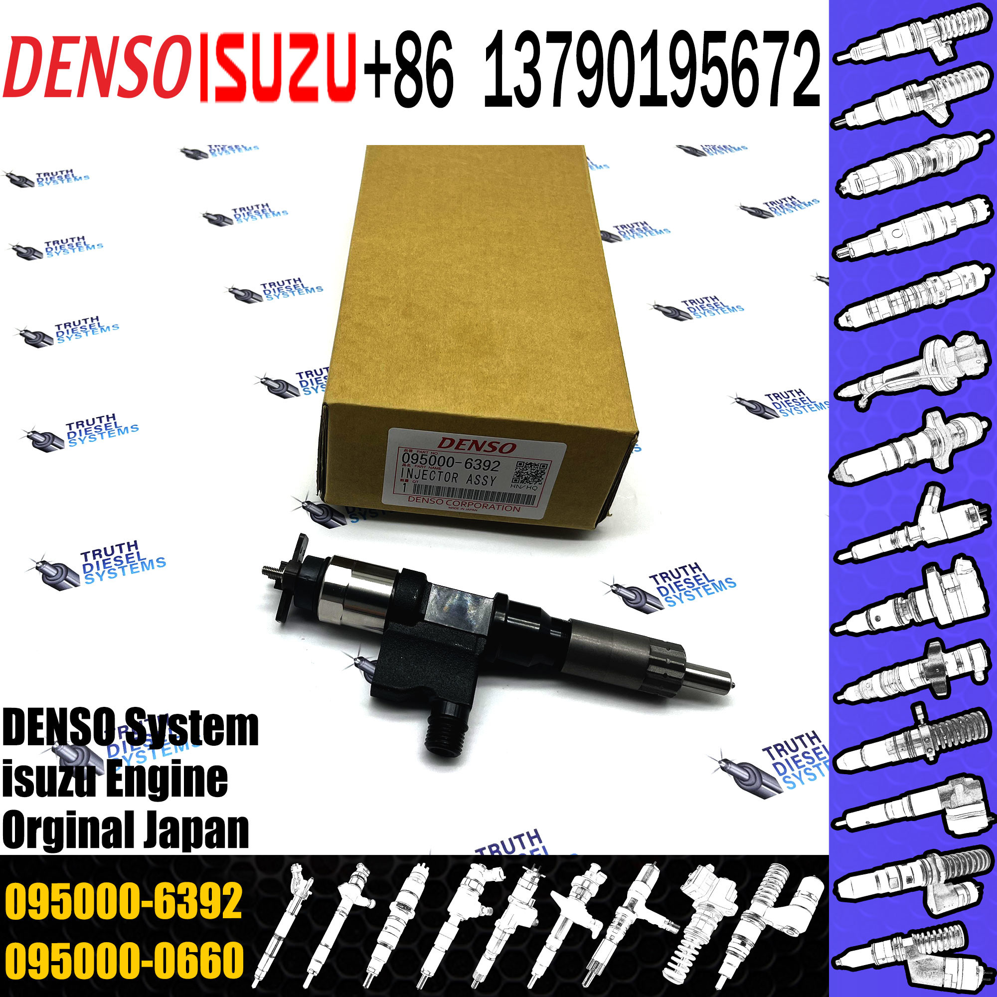 Common Rail Fuel Injector Assembly 095000-6392 095000-6390 095000-6395 095000-6393 8-97609791-2 For ISUZU