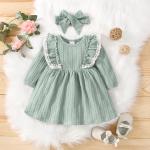 Breathable Children'S Dress Clothing Solid Color Sleeveless Dresses Sweet Green