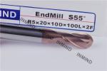 Long Flute Ball Nose End Mill with 100 mm Length 10 mm Dia 0.5 - 0.6 UM Grain