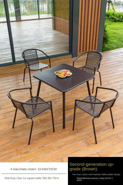 Buy cheap Carbon Steel 4 Seater Cafe Table Set Outdoor 600*730mm / 700*730mm from wholesalers