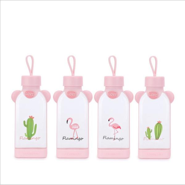 Buy cheap Flamingo Shape Cute Glass Bottle , Pink Glass Bottle With Silicone Sleeve from wholesalers